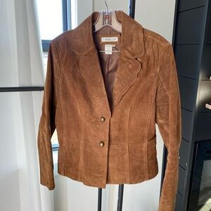 Vintage Coldwater Creek Women's brown suede leather jacket